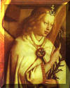 Jan van Eyck. The Ghent Altar: The Annunciation. Gabriel. (Detail).